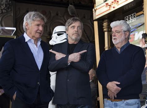 Pictured Harrison Ford Mark Hamill And George Lucas Mark Hamill