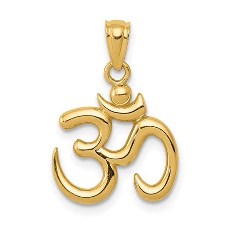 14k Gold Polished Om Symbol Pendant In 2020 Om Symbol Necklace Om