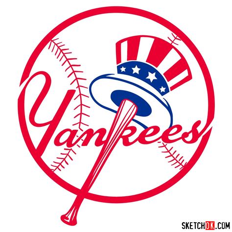 How To Draw New York Yankees Logo Mlb Logos Sketchok Easy Drawing