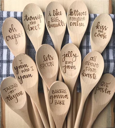 Wooden Spoons Woodburned Spoons Kitchen Decor Cooking Etsy Wood