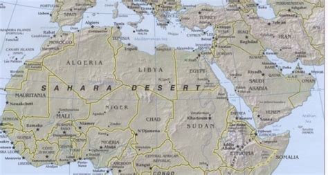 Physical Map Rub Al Khali Desert