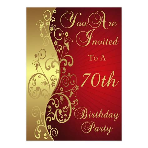 70th Birthday Party Personalized Invitation Zazzle