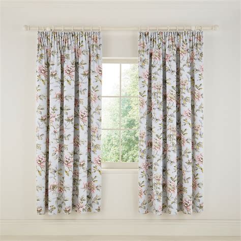 Peony Blossom Floral Print Curtains By Vanda In Silver Buy Online From