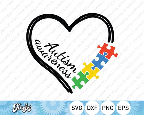 Autism Heart Svg Autism Awareness Svg Puzzle Pieces Heart Etsy