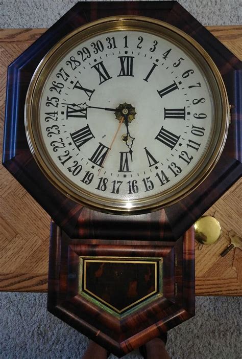 E N Welch Antique Calendar Regulator Wall Clock Beautiful And Runs Great