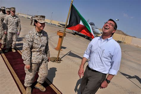 U S Deputy Defense Secretary Ashton B Carter Shares A Laugh With U S Marines Assigned To