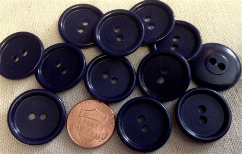 Lot Of 12 Navy Blue Plastic Buttons Sew Through Just Over Etsy