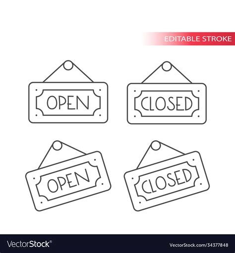 Open And Closed Sign Line Icon Royalty Free Vector Image