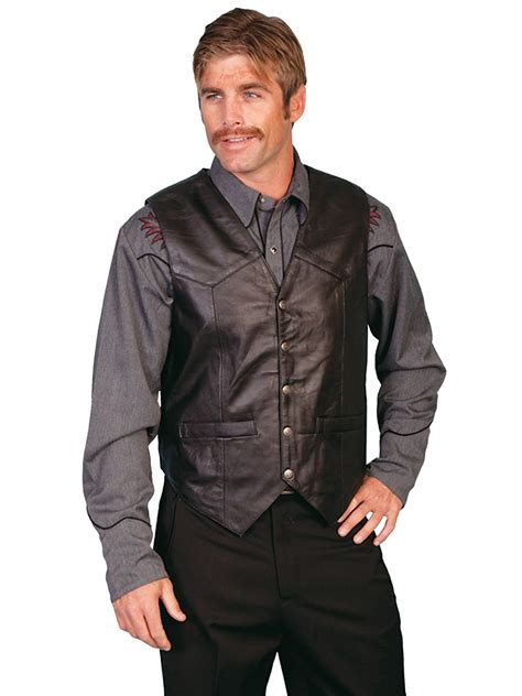 Leather Collection Vest Scully Western Soft Touch Lamb Black Mens