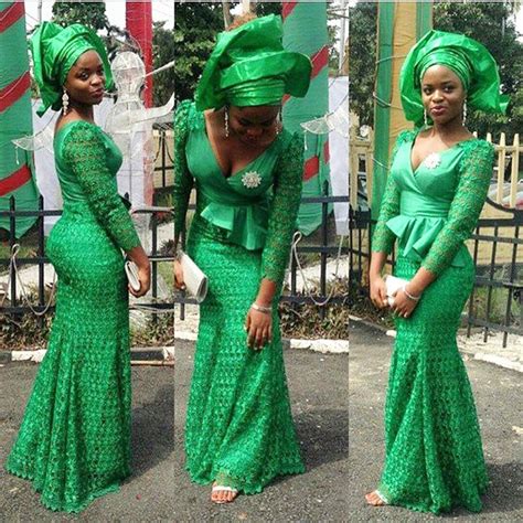Modern Green Arican Style Evening Dresses Mermaid Lace African Nigerian