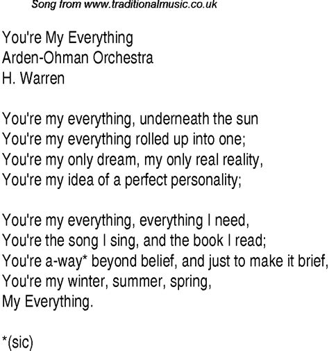 Top Songs 1931 Music Charts Lyrics For Youre My Everything