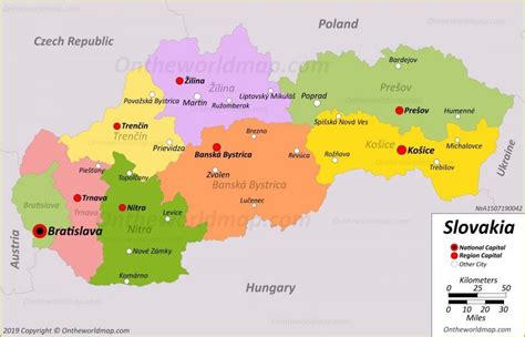 Kaart Van Slowaakse Steden Grote Steden En Hoofdstad Van Slowakije