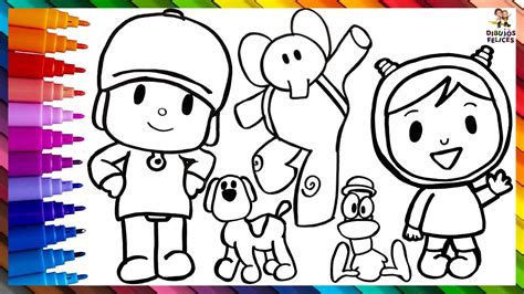 Dibuja Y Colorea A Pocoyó Y Sus Amigos Dibujos Para Niños