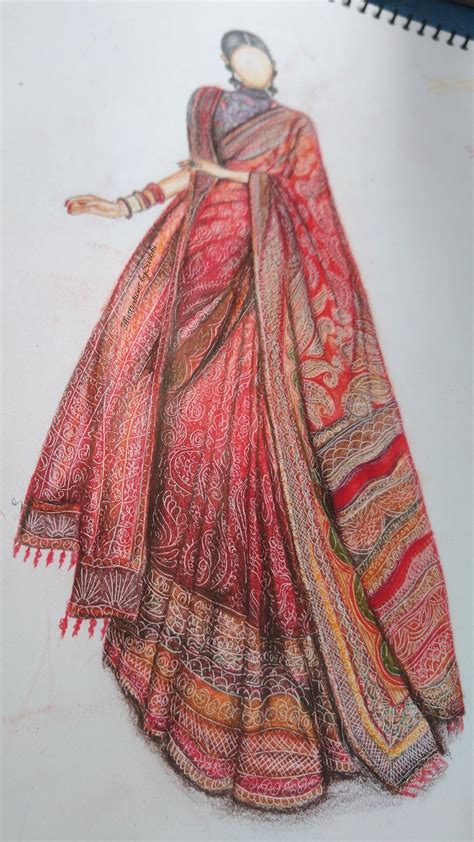 Bridal Saree Dress Design Drawing Fashion Illustration Dresses