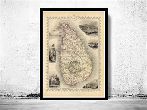 Old Map Of Sri Lanka Old Ceylon 1851 Vintage Map Vintage Maps And Prints