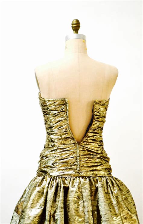 80s 90s vintage metallic 80s prom dress gold by victor costa etsy