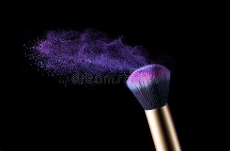 Cosmetics Makeup Brush And Powder Dust Explosion Stock Image Image