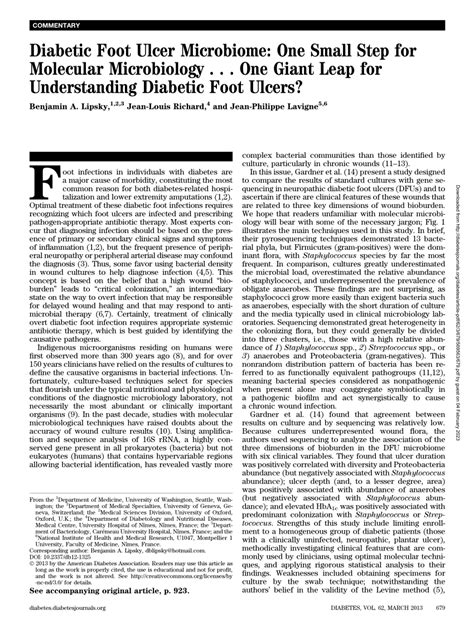 Pdf Diabetic Foot Ulcer Microbiome One Small Step For Molecular