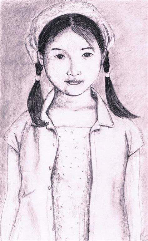 Cute Girl Drawing By Bindu N