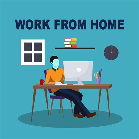 Werden sie ihr eigener chef! Mann arbeitet von zu Hause aus am Computer 1213174 Vektor ...