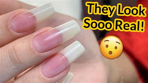 hyper realistic nails with acrylic 😳🤯 new nail trend💅🏼 natural nail dupe youtube