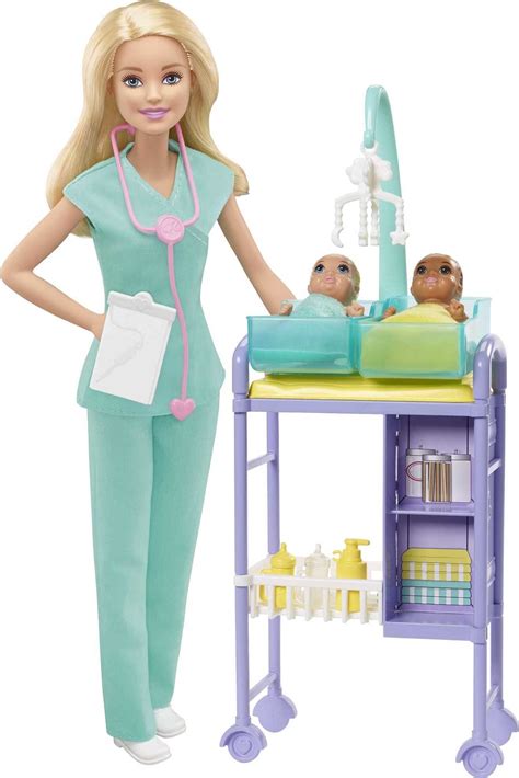 Barbie Careers Baby Doctor Playset with Blonde Fashion Doll, 2 Baby