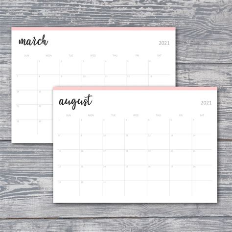 2021 2022 Minimalist Printable Calendar Blank Calendar A4 Etsy