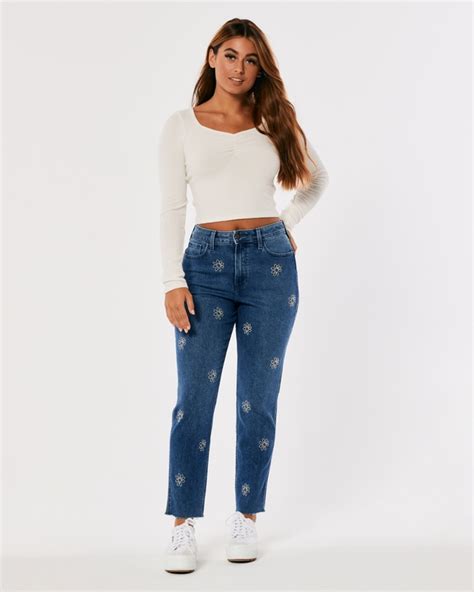 Womens Curvy Jeans High Rise Skinny And Straight Hollister Co