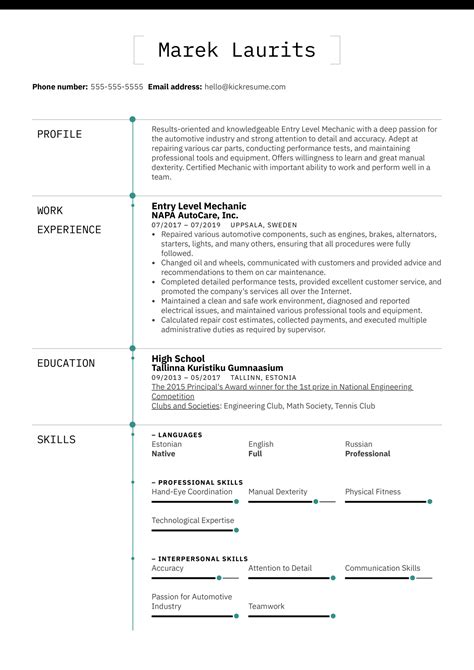 Automobile mechanics are hired to fix cars when something goes wrong. Vehicle Mechanic Resume Example | Kickresume