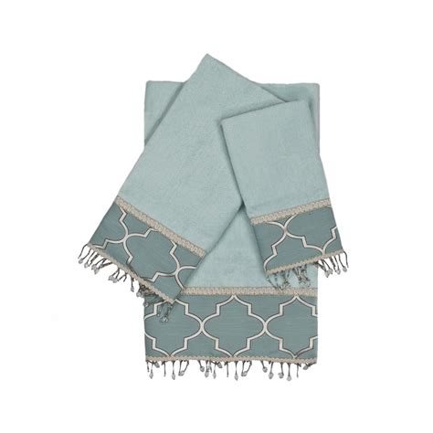 Stanton Beads Aqua Decorative Embellished Towel Set 3 Piece Ahe00019