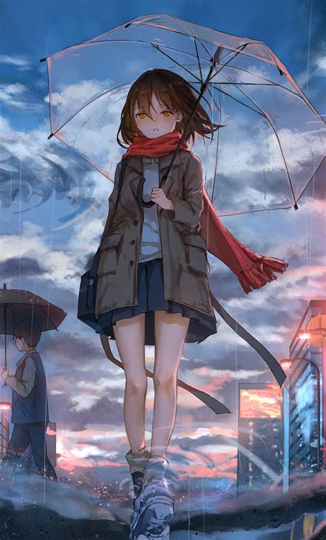 1280x2120 Anime Girl Walking In Rain With Umbrella 4k Iphone 6 Hd 4k