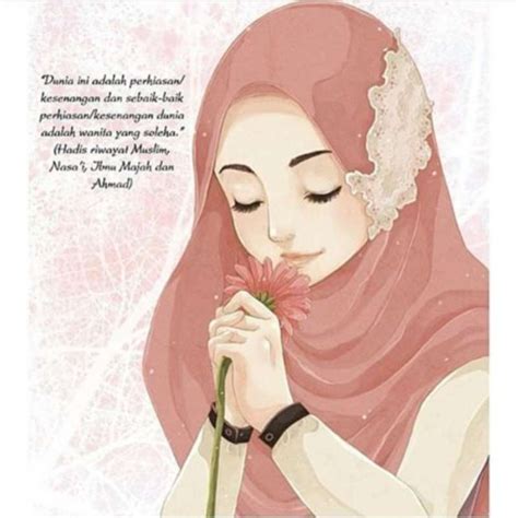 Gambar Kartun Muslimah Lucu Mencium Bunga Kartun Wanita Berhijab