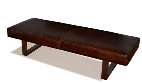 Genuine Leather Upholstered Bench Ottoman Coffee Table