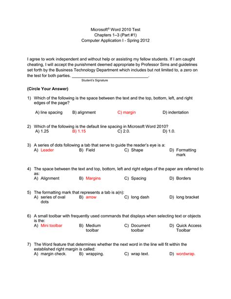 Ms Word Test Part1