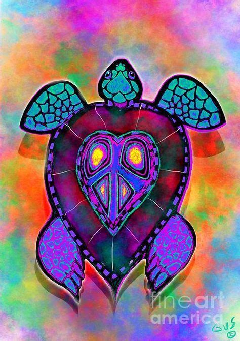 Rainbow Peace Turtle By Nick Gustafson Peace Sign Art Turtle Art