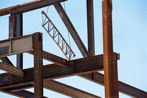 Low Angle View Of Steel Beams At Construction Site Stock Photo Dissolve
