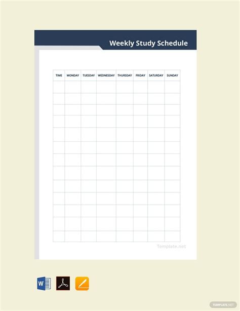 Study Schedule Template In Word Free Download