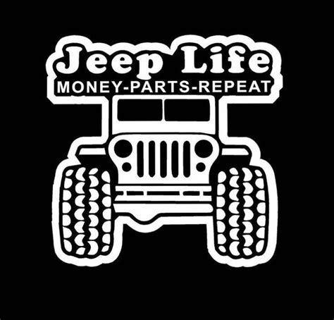 Jeep Life Parts Repeat Decal Off Roading Custom Vinyl Car Truck Window