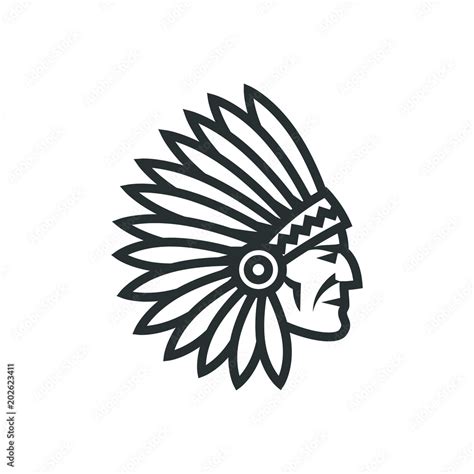 American Native Chief Head Icon Indian Logo Stock Vector Adobe Stock