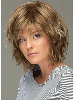 Shoulder length hair presents the best of both worlds and works commonly with any face shape and hair type. Medium Shaggy Lob Straight Human Hair With Bangs Women Wig ...