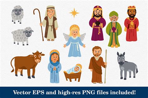 Christmas Nativity Characters Set Custom Designed Illustrations