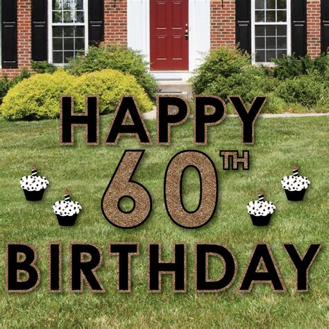 Adult 60th Birthday Gold Yard Sign Outdoor Lawn Decorations Happy