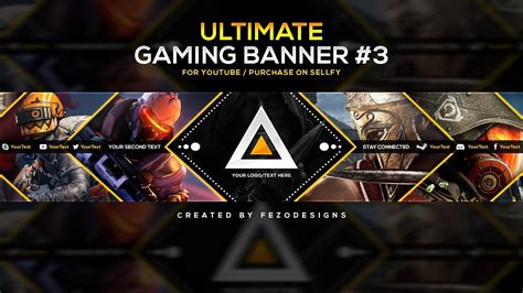 Ultimate Gaming Banner Template 3 For Youtube Fezodesigns Youtube