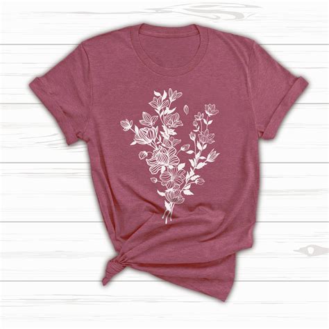 Floral Shirt Botanical Flower Shirt Floral T Shirt Nature Etsy