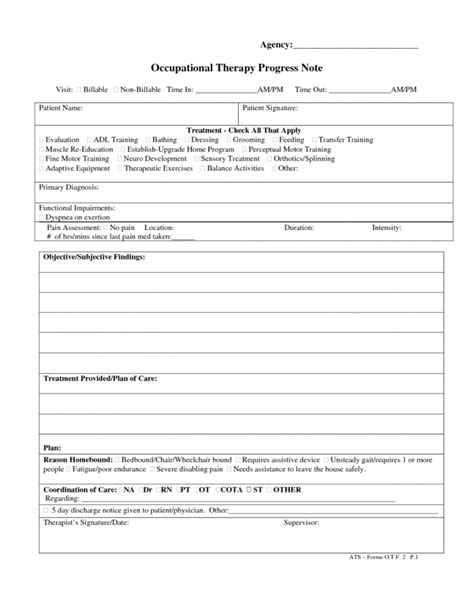 Editable Tenncare Occupational Therapy Templates Occupational