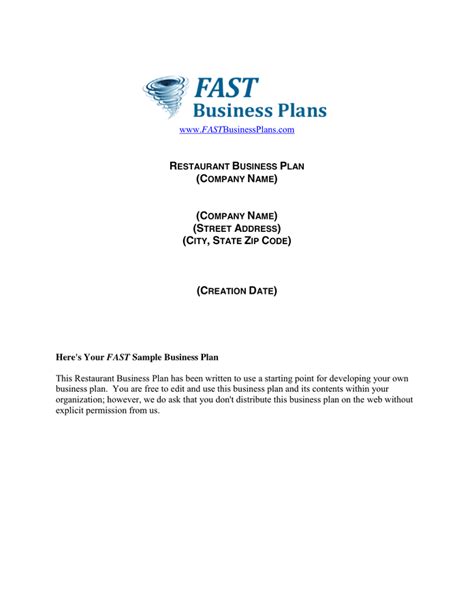 Restaurant Business Plan Template In Word And Pdf Formats