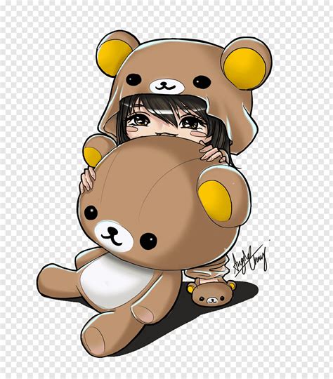 Chibi Anime Girl Hugging Teddy Bear