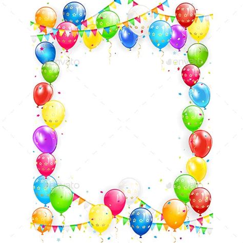 Birthday Balloons And Confetti On White Background By Losw Graphicriver