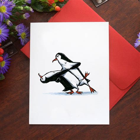Tango Penguins Individual Valentine Card Etsy