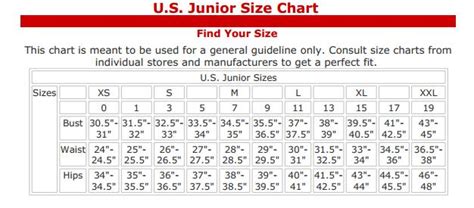Aeropostale Juniors Size Chart